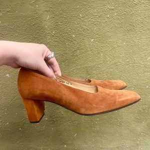 Robert Clergerie suede square toe heels